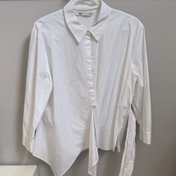 Zara White Poplin wrap shirt - Picture 5 of 5